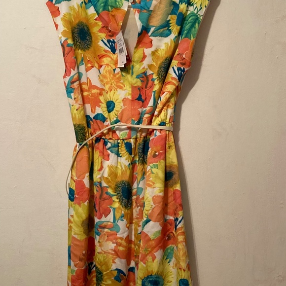 J.Taylor sz 10 Sunflower Multi Floral Print Sleeveless Dress NWT - Picture 4 of 14